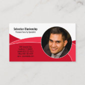 Red Security Professional Custom Photo QR Code Visitekaartje (Voorkant)