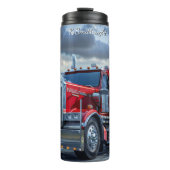 Red Semi Truck Mountainous Road Thermosbeker (Voorkant)