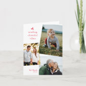 Red Sending Cheerful Vibes Three Photo Folted Kaar Feestdagen Kaart (Voorkant)