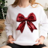 Red Sequine Christmas Bow T-shirt