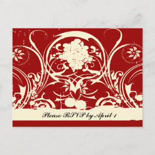 Red Shabby Chic RSVP Uitnodiging Briefkaart