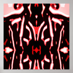 Red Shades Black White Abstracte Modern Art Motif Poster