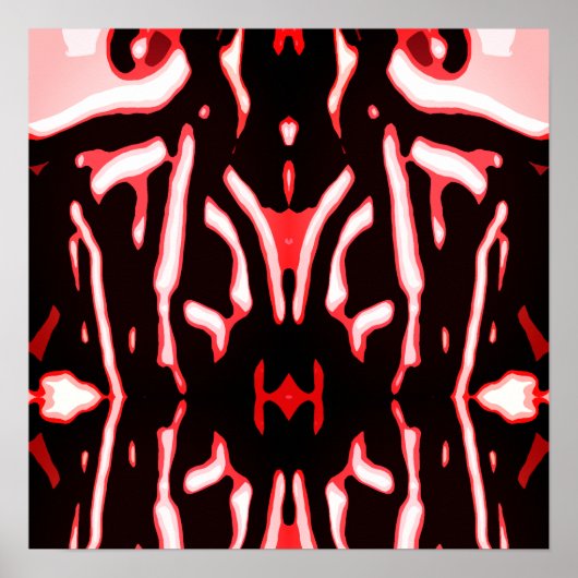 Red Shades Black White Abstracte Modern Art Motif Poster (Voorkant)