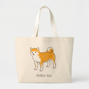Red Shiba Inu & Black en Tan Shiba in u Pixel Art Grote Tote Bag