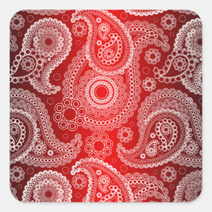 Red Shimmer Satin White Lace Paisley Stickers