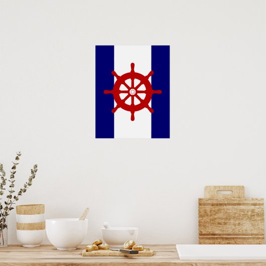 Red Ships Roue marine et bandes blanches affiche (Cuisine)