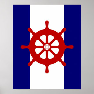 Red Ships Roue marine et bandes blanches affiche