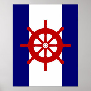 Red Ships Wielnavy en poster met witte strepen