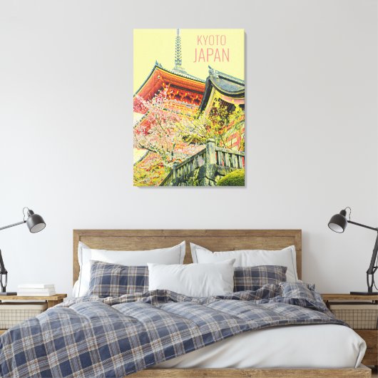 Red Shrine kersenbloesem reisposter Japan Canvas Afdruk (Insitu (Slaapkamer))