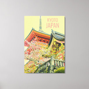 Red Shrine kersenbloesem reisposter Japan Canvas Afdruk