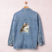 Red Siberian Husky Naam Denim Jacket (Hangar)