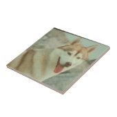 Red Siberian Husky Tile Tegeltje (Zijkant)