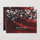 Red Silk & Sparkle Glam Save the Date Aankondigingskaart (Voorkant / Achterkant)