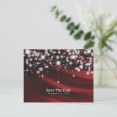 Red Silk & Sparkle Glam Save the Date Aankondigingskaart (Staand voorkant)