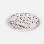 Red Silver Confetti Happy Retirement Papieren Bordje (Gekanteld)