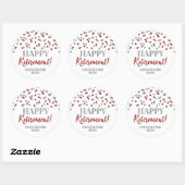 Red Silver Confetti Happy Retirement Ronde Sticker (Vel)