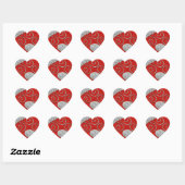 Red Silver Deco 1 hart Sticker (Vel)