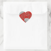 Red Silver Deco 1 hart Sticker (Tas)