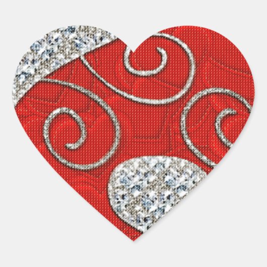 Red Silver Deco 1 hart Sticker (Voorkant)