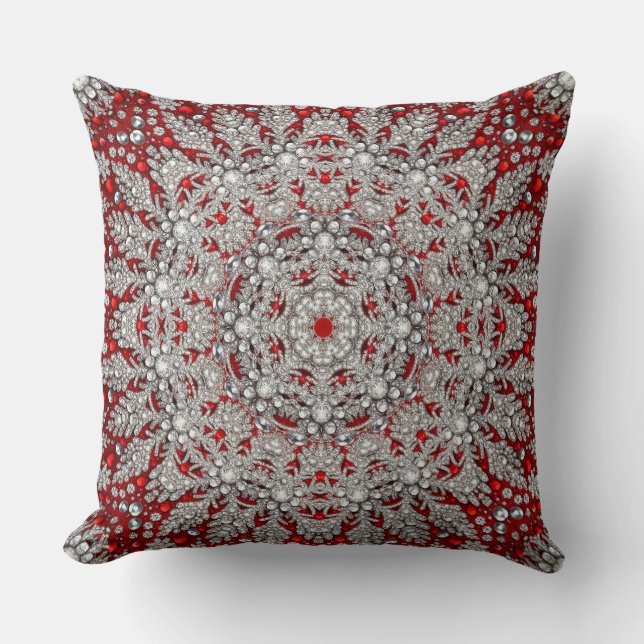 Red Silver Decorative Holiday Sierkussen (Voorkant)