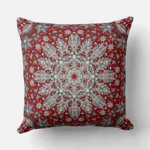 Red Silver Decorative Holiday Sierkussen
