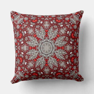 Red Silver Decorative Holiday Sierkussen