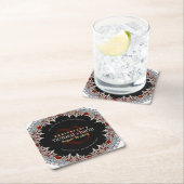 Red Silver Diamonds Bruiloft Jubileum Box Vierkante Kartonnen Onderzetter (Insitu)