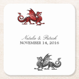 Red Silver Dragon Weddenschap Paper Onderzetters