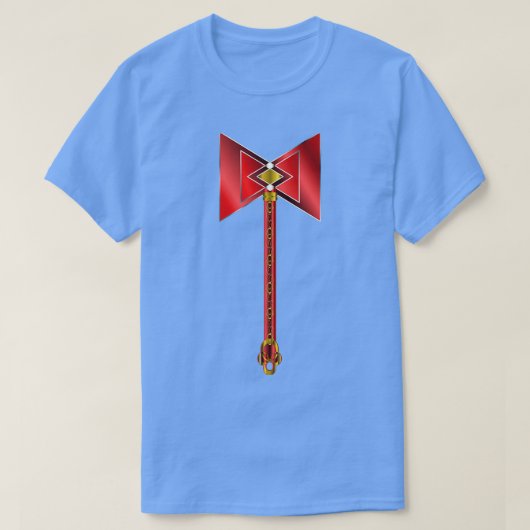 Red Silver en Gold Chango DoubleHeaded Thunder Ax T-shirt (Design voorkant)