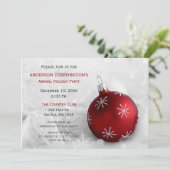 Red Silver Festive Corporate-feestdag nodigt u uit Kaart (Staand voorkant)
