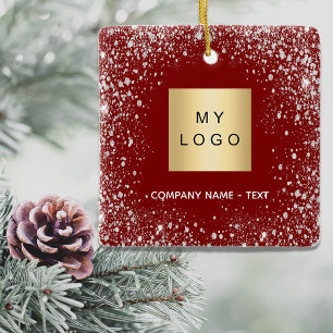 Red Silver Glitter speurt zakenbedrijf logo Keramisch Ornament