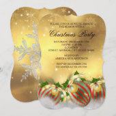 Red Silver Gold Holly Baubles kerst Kaart (Voorkant / Achterkant)