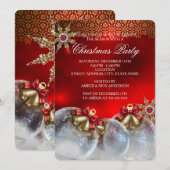 Red Silver Gold Holly Baubles kerst nieuw3 Kaart (Voorkant / Achterkant)