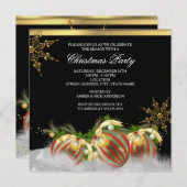 Red Silver Gold Holly Baubles kerstfeest 2 Kaart (Voorkant / Achterkant)