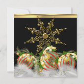 Red Silver Gold Holly Baubles kerstfeest 2 Kaart (Achterkant)