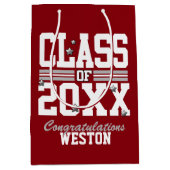 Red|Silver Graduing Class Year Medium Cadeauzakje (Voorkant)