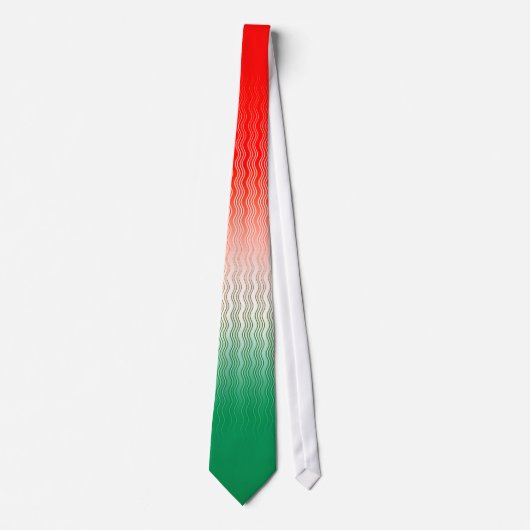 Red Silver Green Wavy Stripes Stropdas (Voorkant)