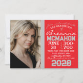 Red & Silver Grey Graduation 2 Photo Invitation (Devant)