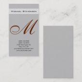 Red Silver Grey Script Monogram Visitekaartje (Voorkant / Achterkant)