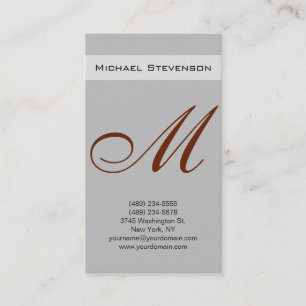 Red Silver Grey Script Monogram Visitekaartje