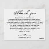 Red Silver Rose Wedding Dinner Menu Thank you Note (Achterkant)