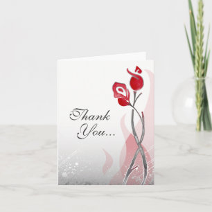 Red Silver Roses Fire & Ice Custom Merci Cartes