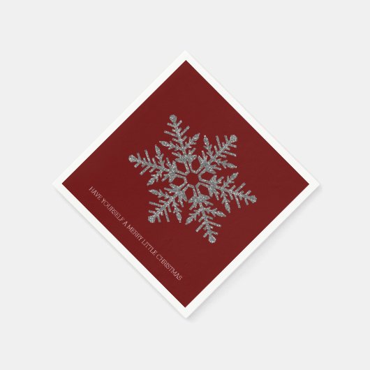 Red Silver Snowflake Servet (Hoek)