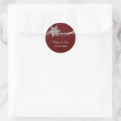 Red Silver Snowflakes bruiloft bevoordeelt sticker (Tas)