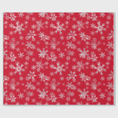 Red Silver Snowflakes kerstfeestdag Cadeaupapier (Vlak)