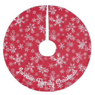 Red Silver Snowflakes Persoonlijk Bericht Kerstboom Rok
