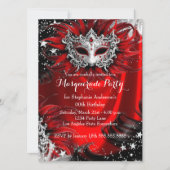 Red Silver Sparkle Magical Night Masquerade Party Kaart (Voorkant)