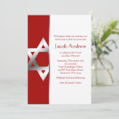 Red Silver Star de David Bar Mitzvah Invitations (Debout devant)