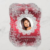 Red Silver Tiara Snowflake Sparkle Quinceanera Kaart (Voorkant / Achterkant)