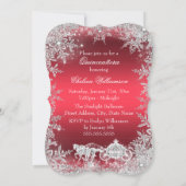 Red Silver Tiara Snowflake Sparkle Quinceanera Kaart (Achterkant)